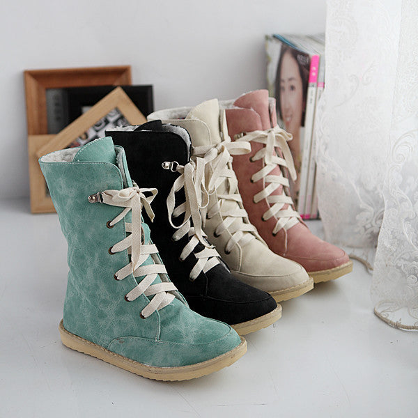 Women's Flat Casual Lace Up Boots