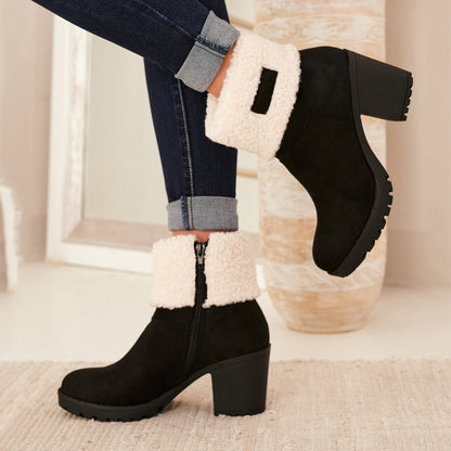 Bottes courtes pour femmes avec bout en laine chaude