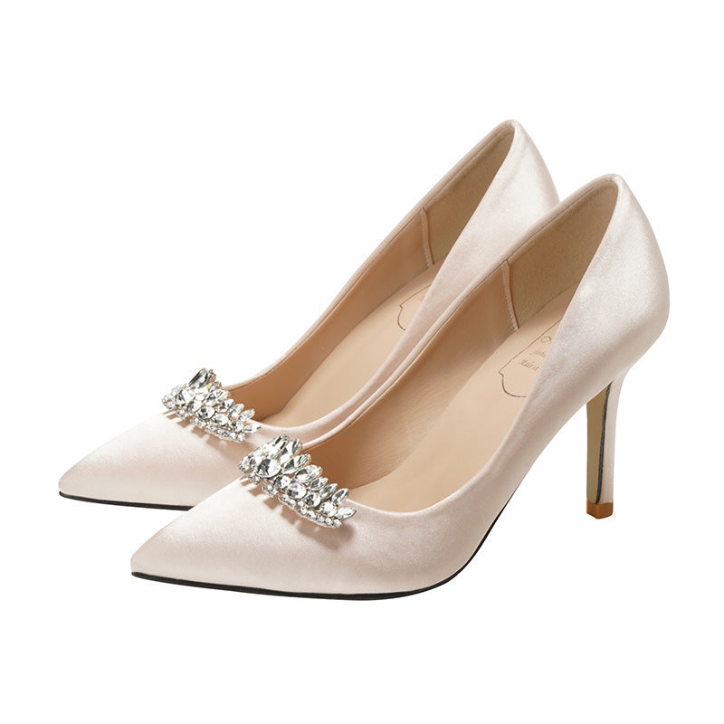 Chaussures de mariage strass princesse satin petite taille demoiselle d'honneur champagne or chaussures habillées