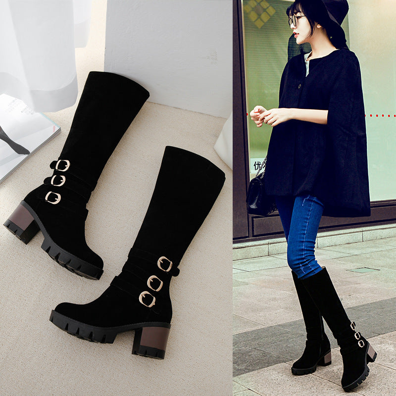 Women's Fashion Shoes Winter High Heel Plus Size 40-43 High Boots, Female