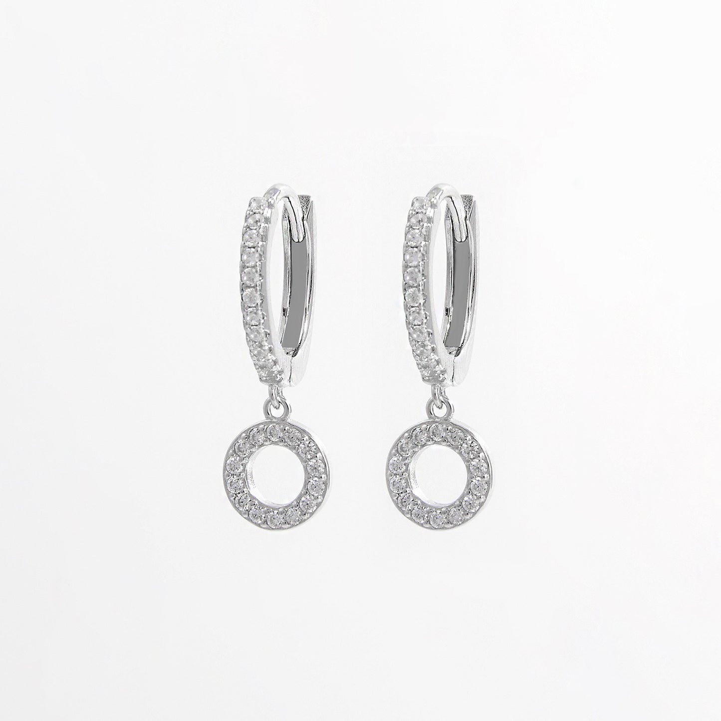 Boucles d'oreilles créoles en argent sterling 925 incrustées de zircons