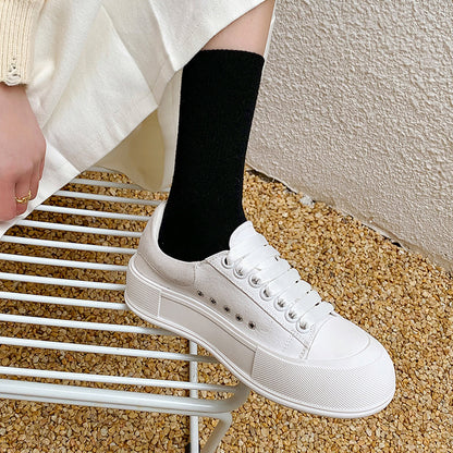 Canvas Shoes Lace-up Platform Platform Flat Casual Sneakers