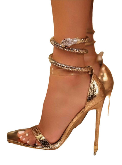 Sandalias con hebilla de serpiente de metal estilo Cleopatra