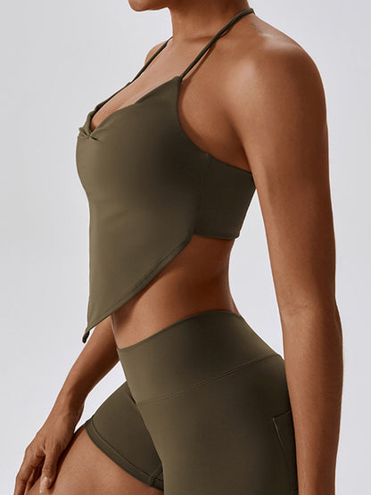 Camiseta sin mangas con cuello halter para yoga