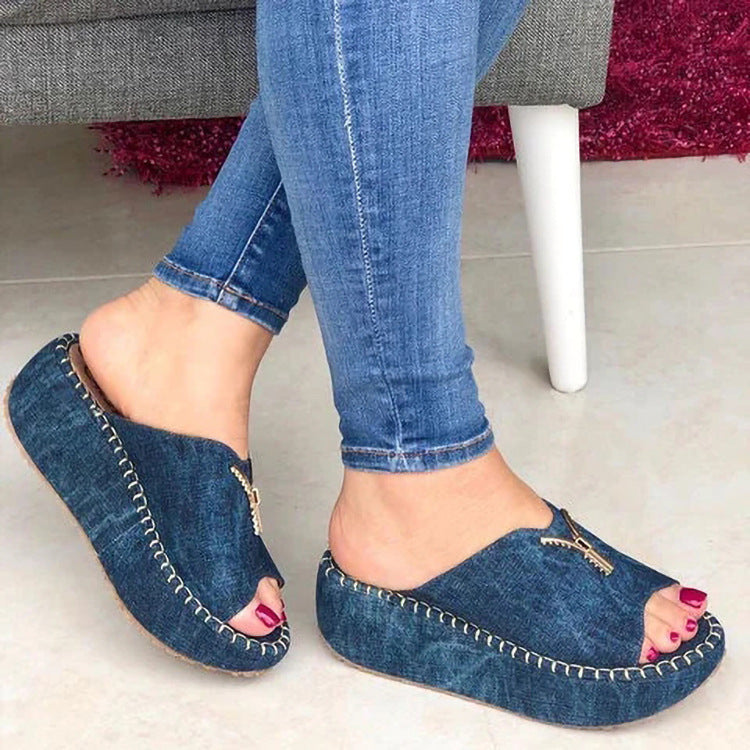 Fashion Fish Mouth Platform Foot Large Size Sandals