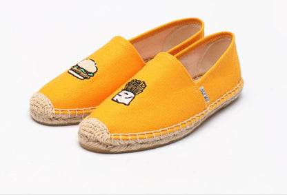 Fashionable embroidered hemp shoes women's cotton breathable canvas shoes