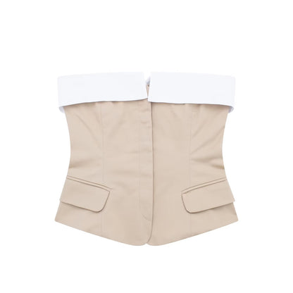 Gilet sans manches slim à simple boutonnage pour femme, haut amincissant, élégant, intellectuel, court