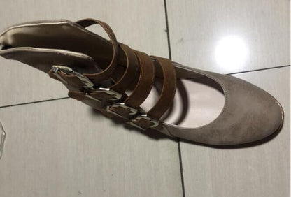 Zapatos sencillos de tacón alto, de cabeza redonda, estilo retro, de talla grande