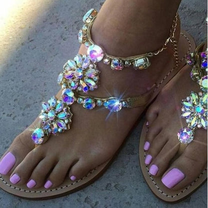 Sandalias con cadena y diamantes de imitación