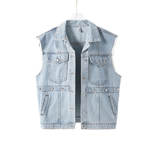 Veste sans manches en jean pour femme