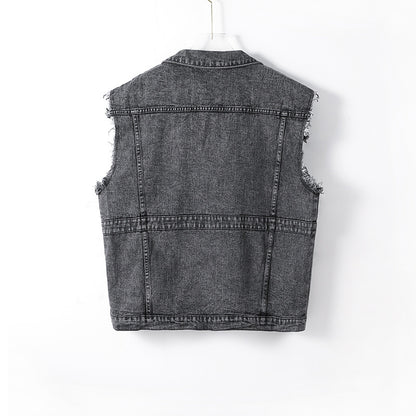 Women Clothing Denim Sleeveless Vest Jacket