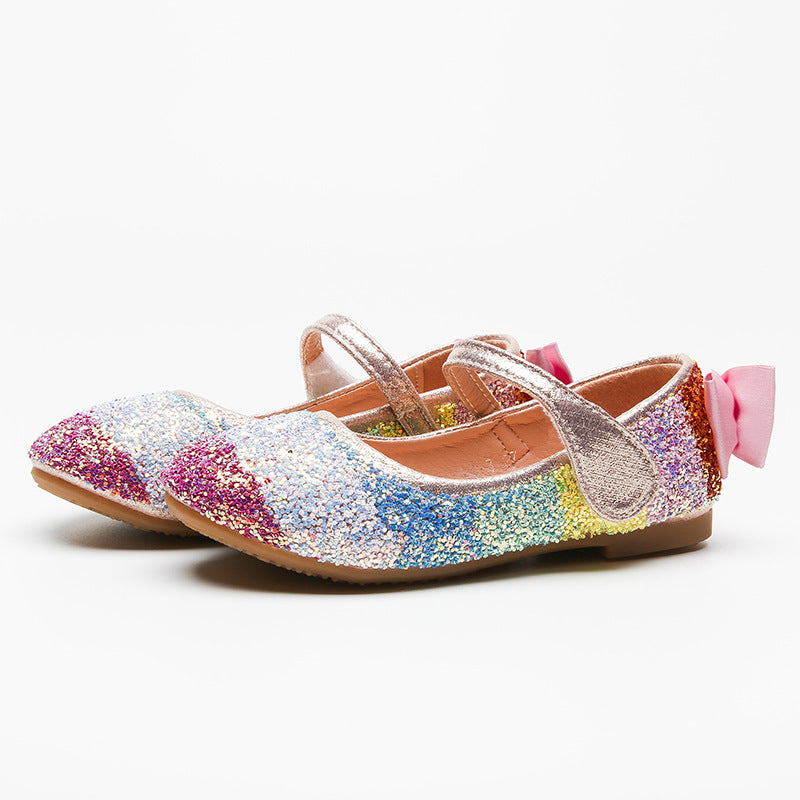 Chaussures de princesse à paillettes arc-en-ciel pour filles