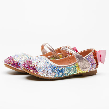 Rainbow sequin girls princess shoes