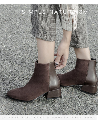 All-match comfortable thick heel casual short boots