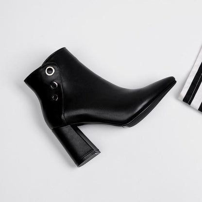 Pointed toe chunky heel boots