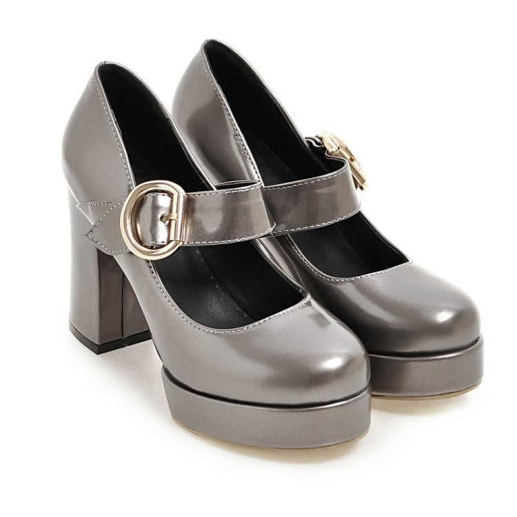 Women's Small Size Thick High-heeled Shoes With Buckle