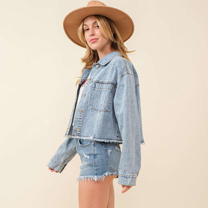 Valentine Day Love Sequin Denim Jacket Frayed Short Top for Women