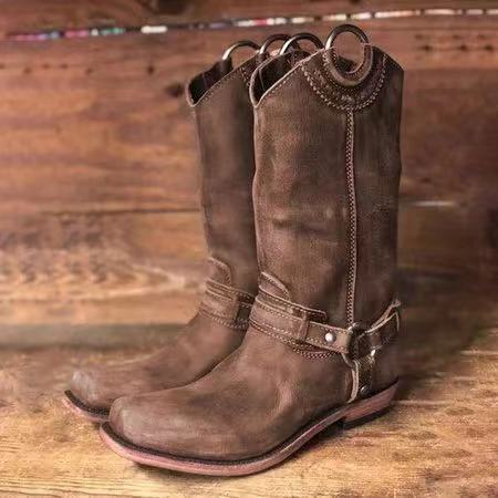 Round head flat boots