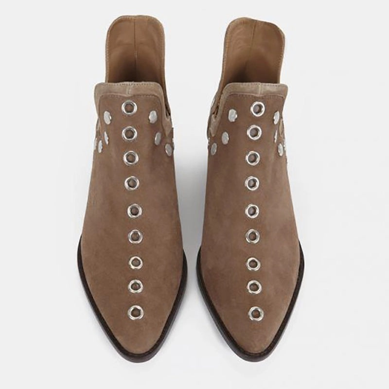 All-match Pointed Rivet Personality Short Boots