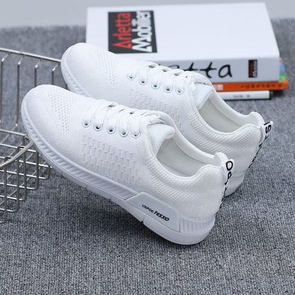 Flyknit sports shoes women's shoes breathable mesh cloth shoes Korean version small white shoes flat running school shoes