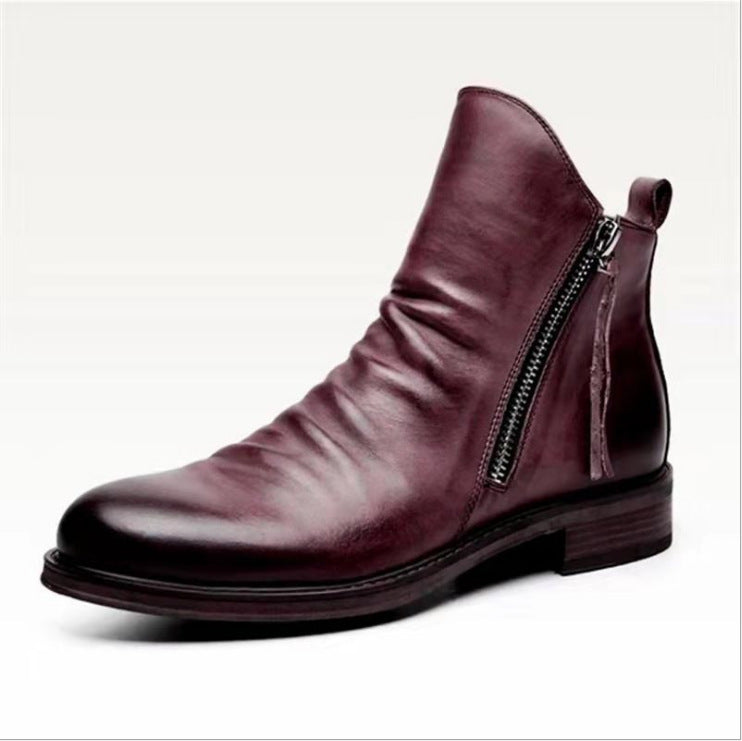 Botas altas de cuero para hombre, informales, para las cuatro estaciones