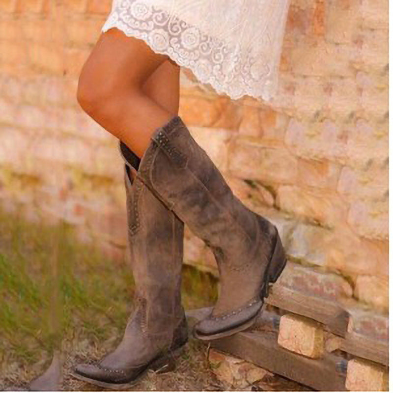 Studded retro women's boots