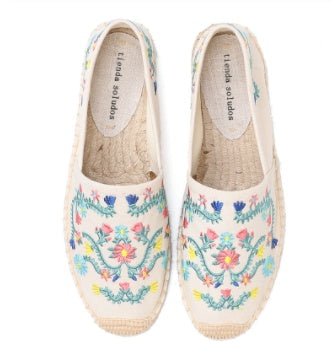 Fashionable embroidered hemp shoes women's cotton breathable canvas shoes