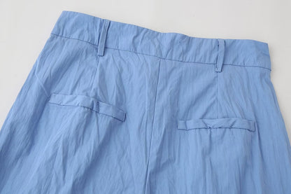 Traje de pantalón informal con hombros oblicuos y plisado de corte ajustado para mujer de verano