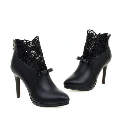 High heel lace women's boots