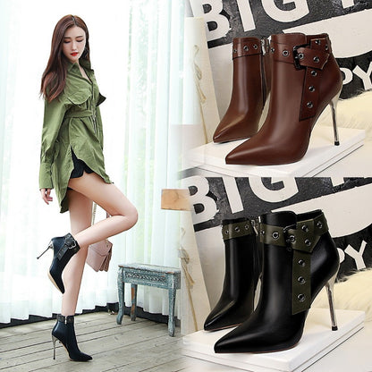 Studded Belt Buckle Boots