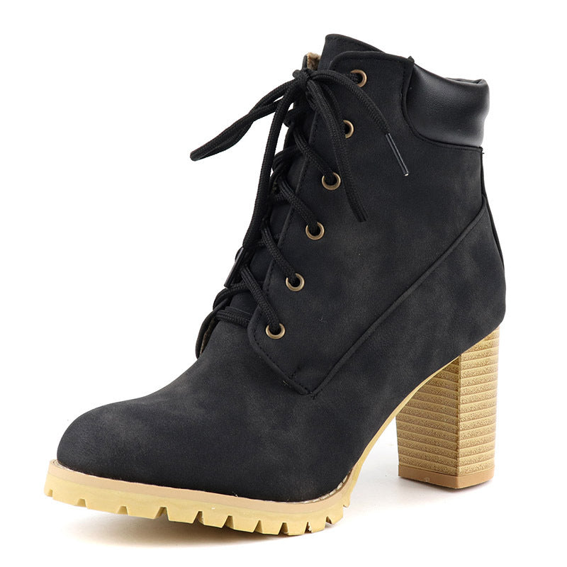 Foreign trade style front lace-up ankle boots