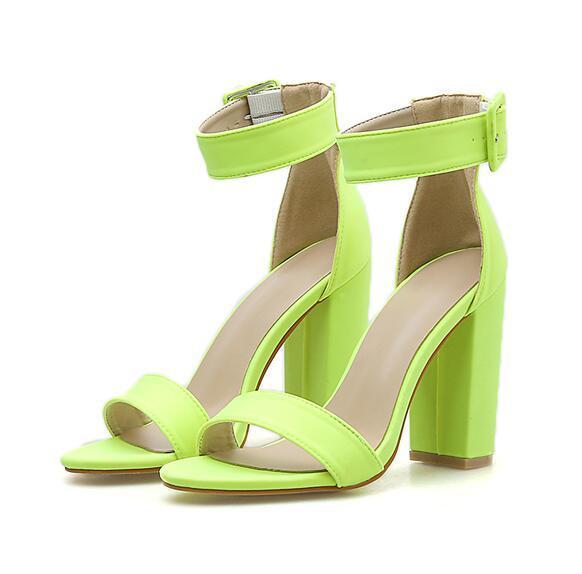 Square sandals with high heel and thick heel