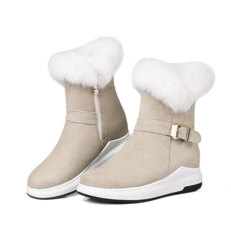 Botas de nieve cálidas de felpa con suela gruesa para mujer