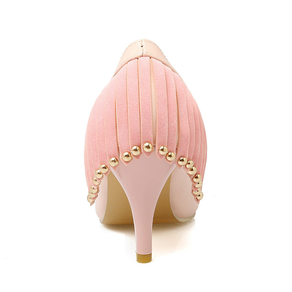 Tassel rivet high heel shoes