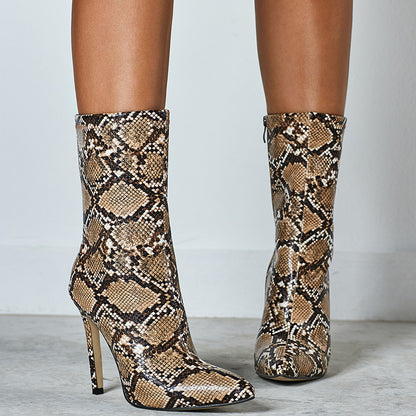 Snake pattern women's stiletto heels