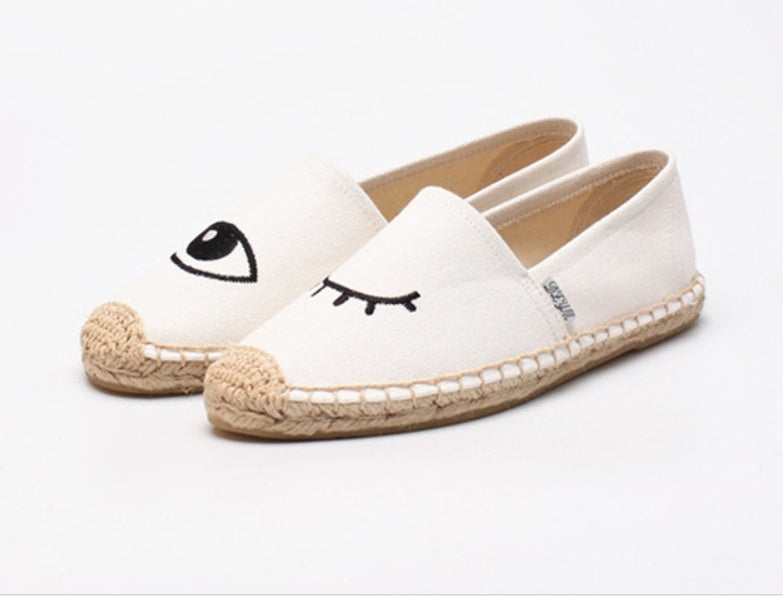 Fashionable embroidered hemp shoes women's cotton breathable canvas shoes