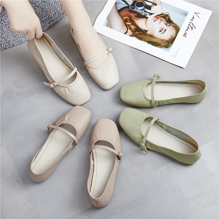 Small leather shoes Korean retro grandma shoes