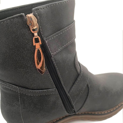 Bottes Martin à tête ronde tendance pour femmes avec boucle de ceinture