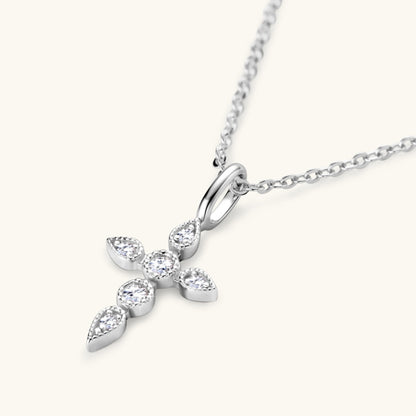 Collier pendentif croix moissanite en argent sterling 925