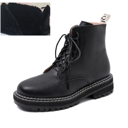 Women's boots with round toe straps