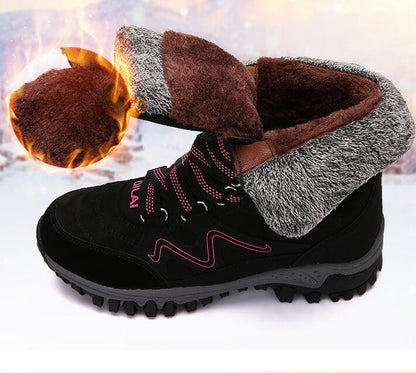 Botas de nieve para exteriores de otoño e invierno, botas de esquí para mujer, botas de viaje, zapatos de senderismo en el tubo, zapatos de algodón cálidos y aterciopelados