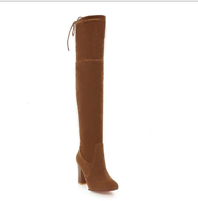 Bottes pointues pour femmes sur bottes extensibles peintes épaisses avec bottes longues bottes à talons hauts pour femmes