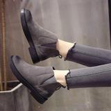 Women's black flat boots winter plus velvet