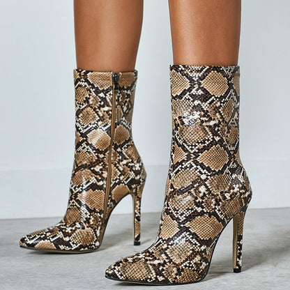 Snake pattern women's stiletto heels