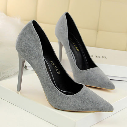 Pointed suede high heels