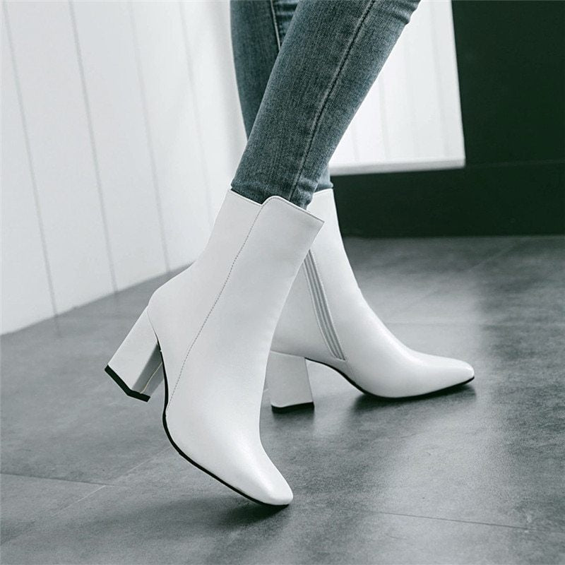 high-heeled ankle boots