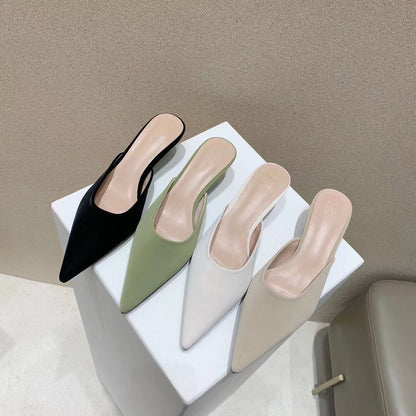 ins trendy pointed toe stiletto mules