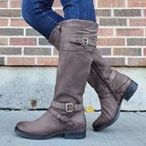 Bottes en cuir PU à fermeture éclair latérale pour femmes