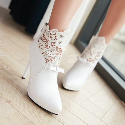 High heel lace women's boots