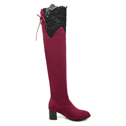 Thick high heel lace women's boots